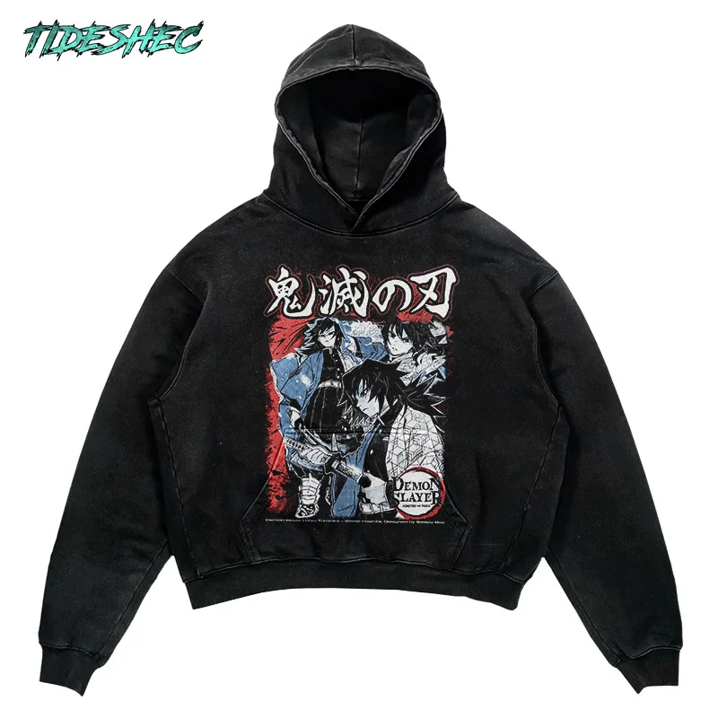 

Vintage 420GSM Japanese Anime Hoodie Streetwear Hip Hop Print Punk Goth Comic Pullover Hoodie Harajuku Hooded Sweatshirt GMZR1