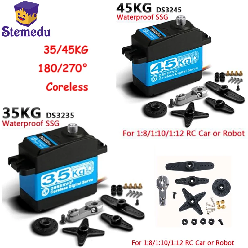 

35KG 7.4V DS3235 PRO 45KG 7.4V DS3245 Coreless Digital Metal Robotic Servo 180°/360° Waterproof IP66 with 25T Servo Arm