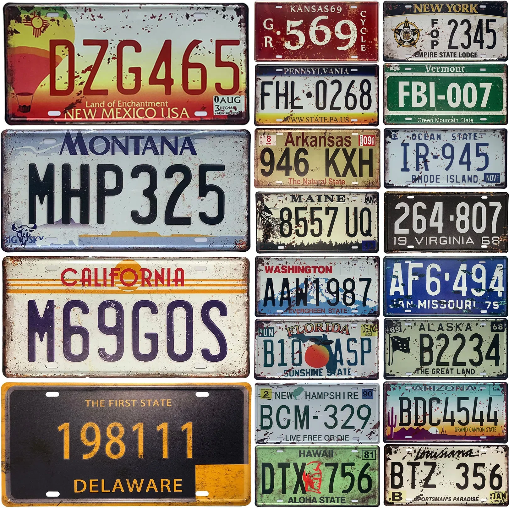 California License Plates Metal Tin Signs for Wall Art Decoration Vintage Tag Metal Automotive Sign For Cafe Bar Club Garage Pub