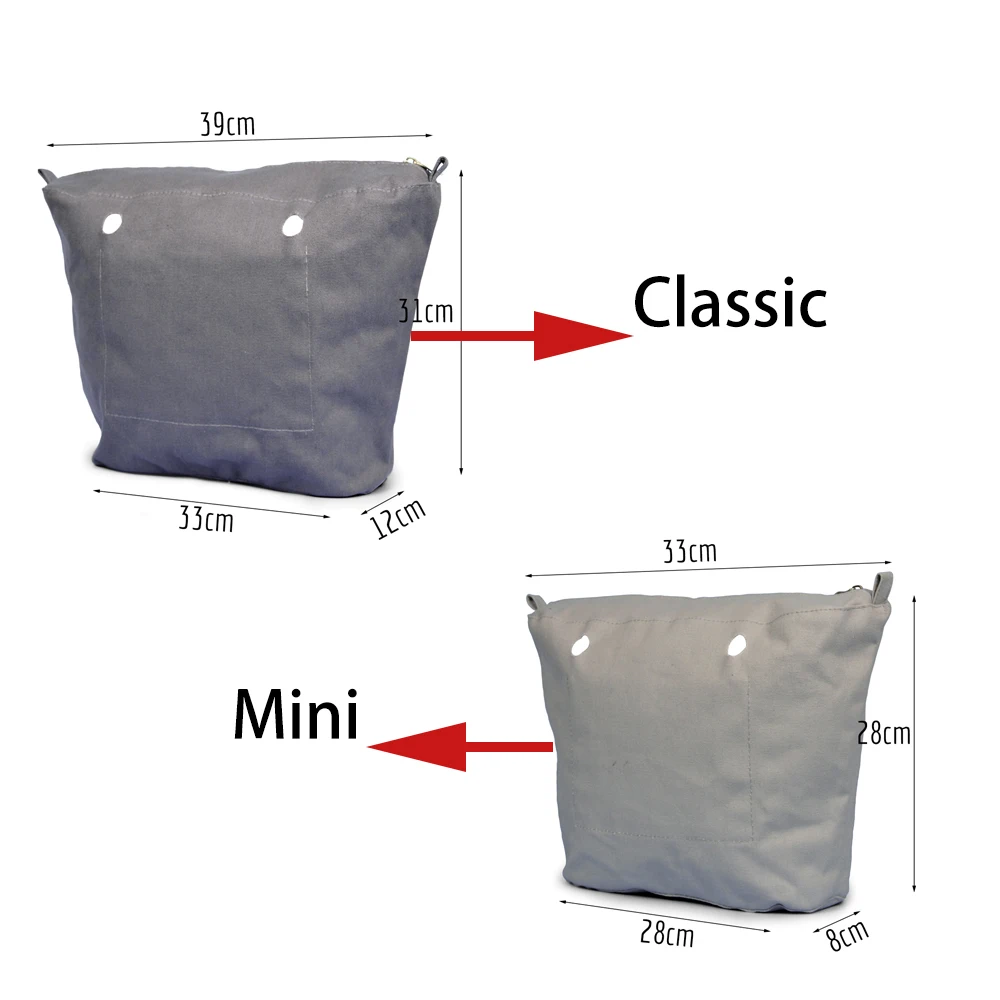 New 1 PC Canvas Inner O Bag Organizer Insert Zipper Pocket for Classic Mini Obag Accessories Replacements