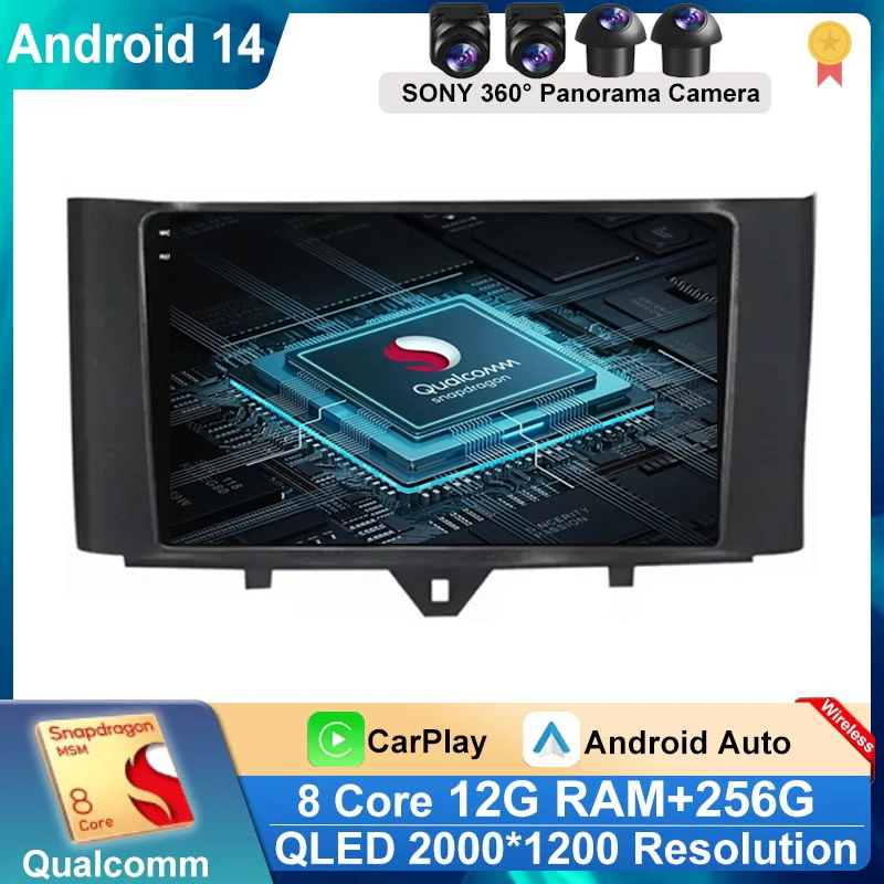 

Carplay Android 14 System Car DVD Multimedia Player For Mercedes Benz Smart Fortwo 451 2011 2012 2013 2014 2015 WiFi Radio GPS