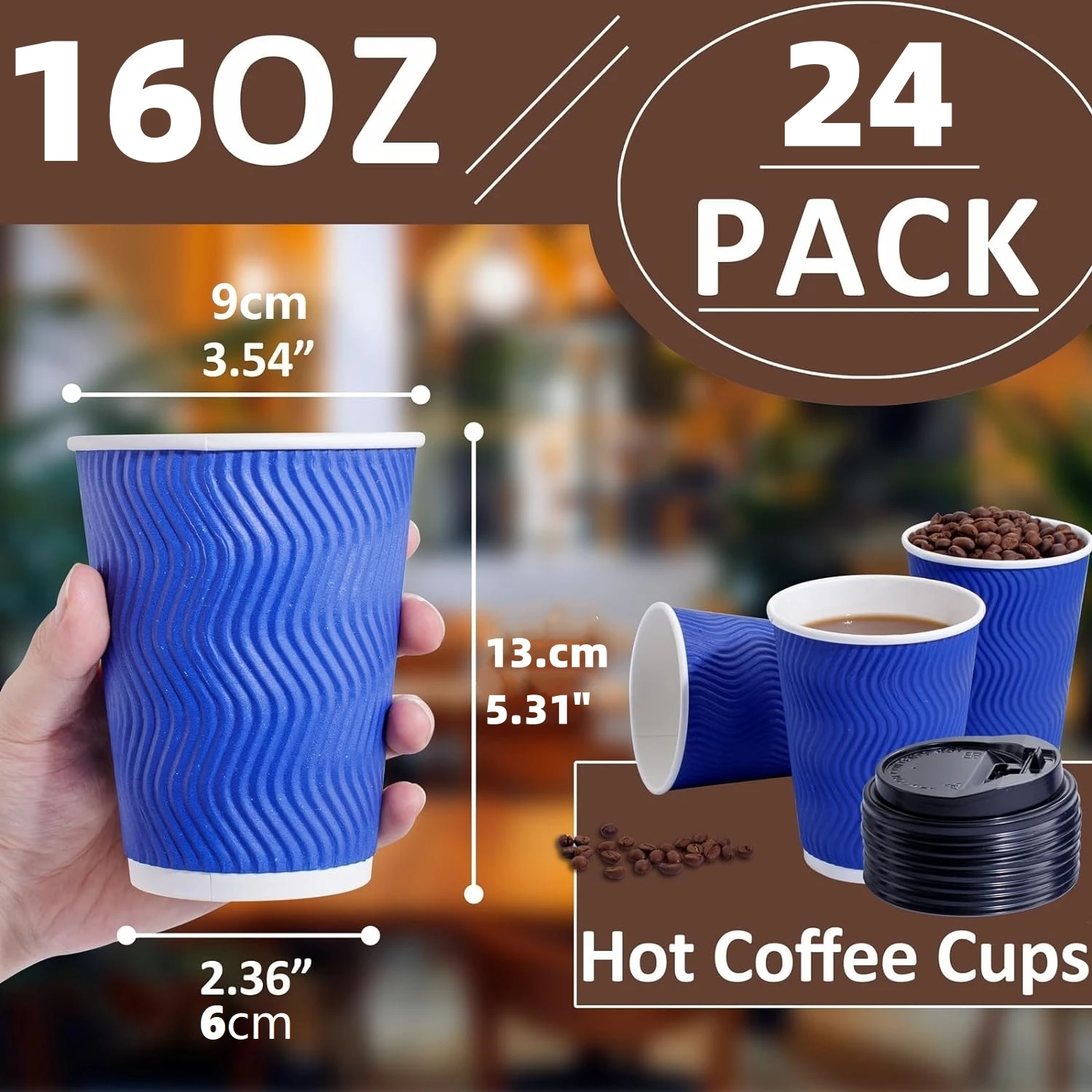 16oz 24 Packs Disposable Coffee Cups With Lid Straws Thick Corrugated Cups Milk Tea Takeaway Cups For Party Kitchen Accessaries