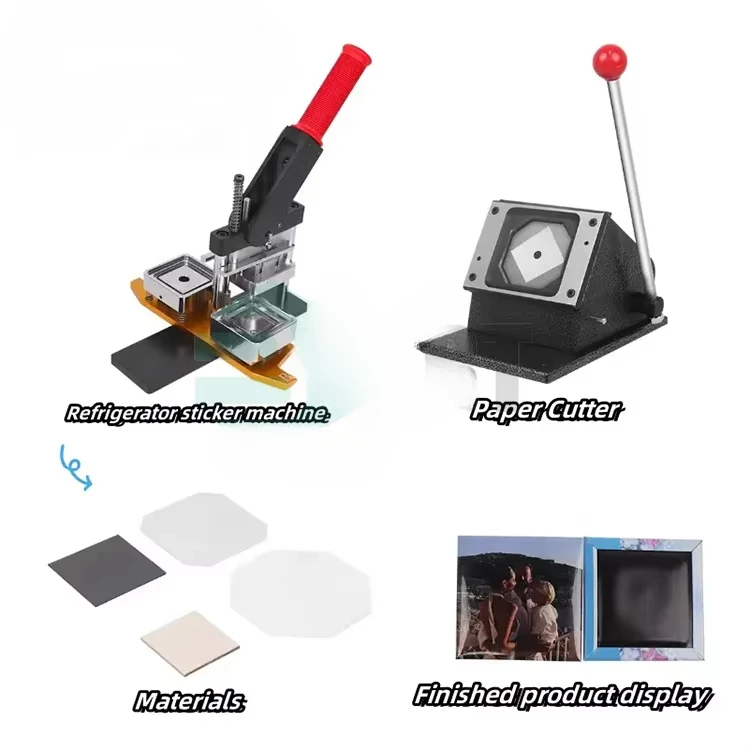 

2.5*2.5Inch Plastic Square Photo Badge Making Machine Magnet Making Machine Kit With 100Sets Magnet Materials