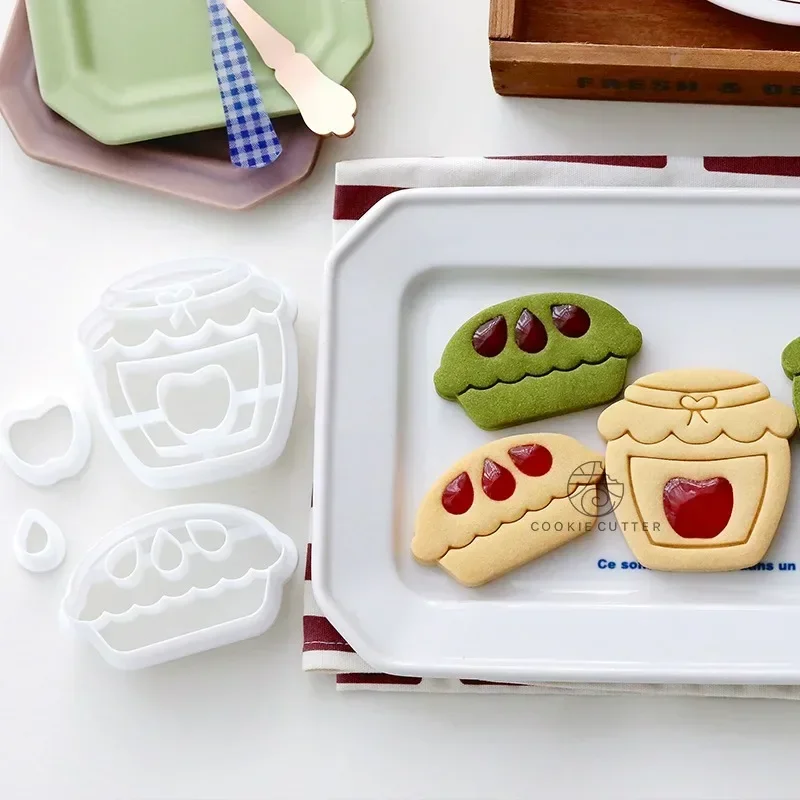Apple Pie Jam Jar Shape Cookie Cutters Pancake Biscuit Embossing Moulds Fondant Baking Molds New Year Cake Decoration Tools