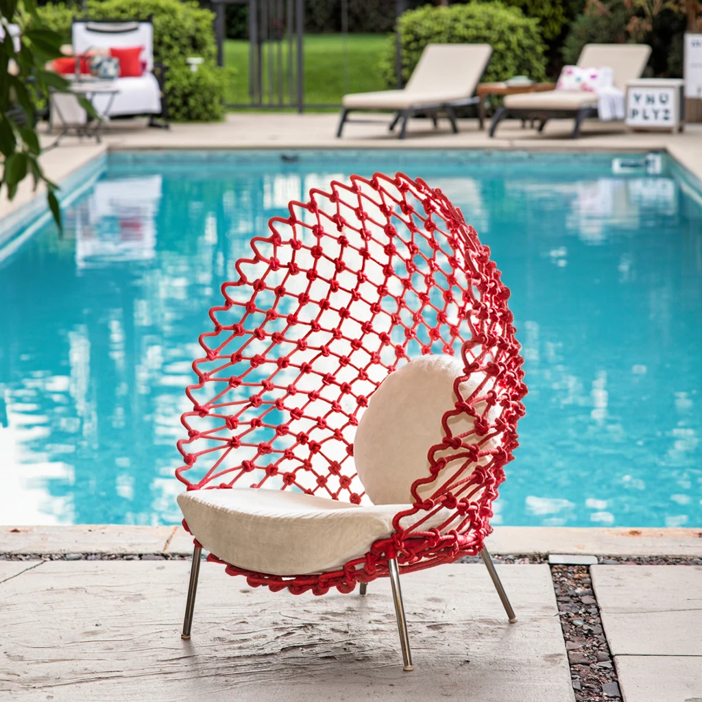Designer  Modern Aluminum Patio Accent Lounge Chair Comfy Club Armchair -resistant for Hotel Villa Outdoor Use