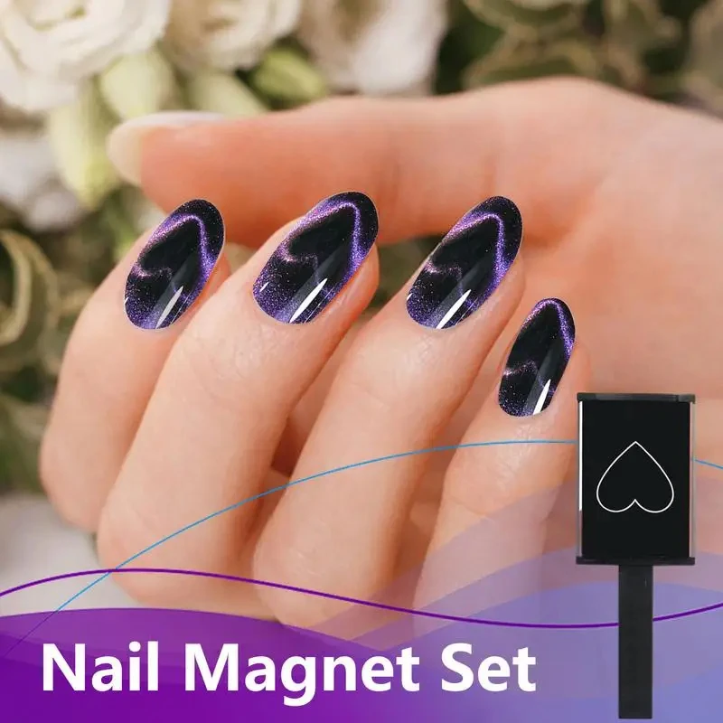 1 Set Manicure Cat Eye Magnet 3D Magnetiron Nail Polish Gel Varnish Strong Magnet Heart Pattern Magnetic Stick Wand Nail Tools