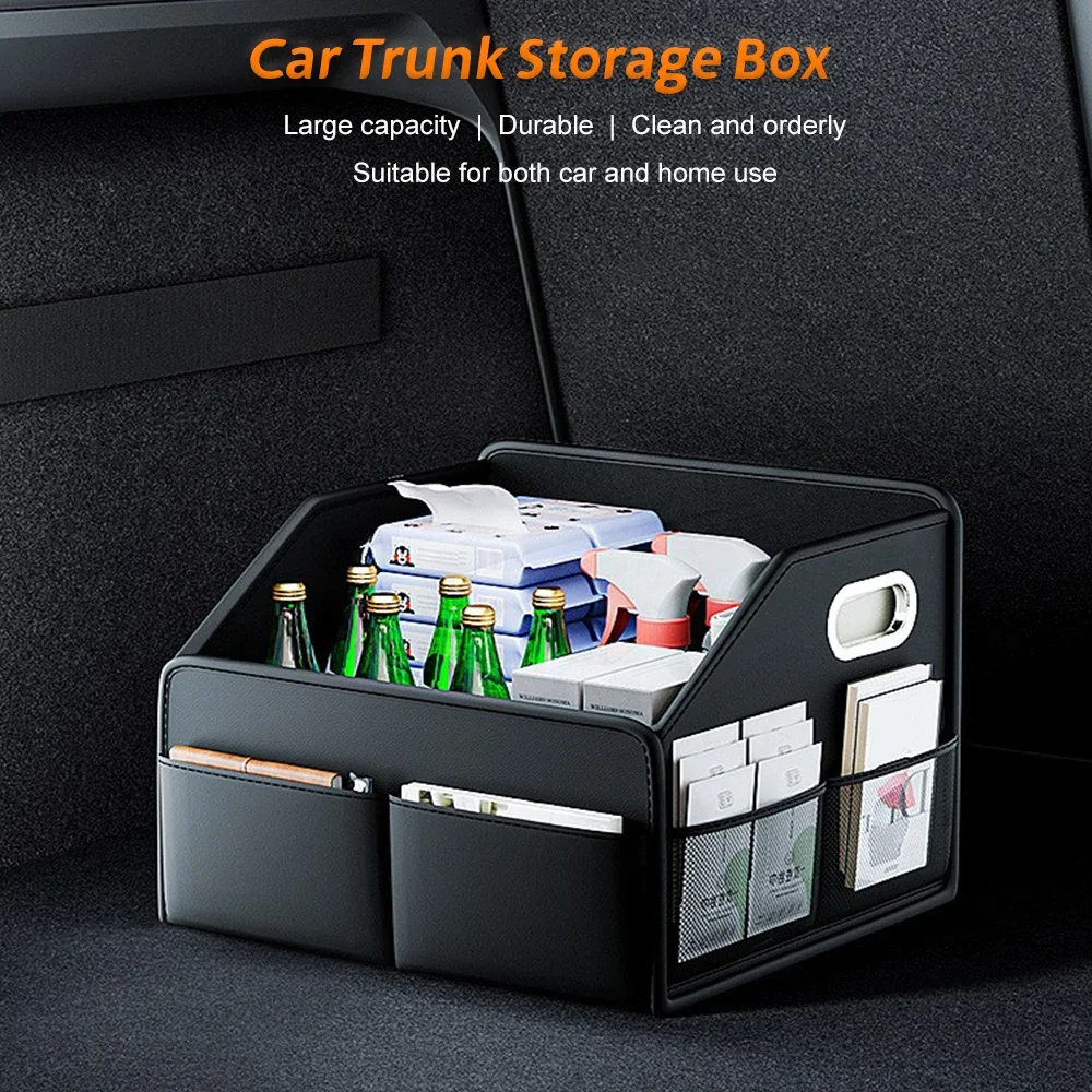 Premium Leder Faltbarer Kofferraum-Organizer Wasserdichte Universelle Aufbewahrungsbox für SUVs Limousinen Trucks 22,5L Kapazität – Detail 3
