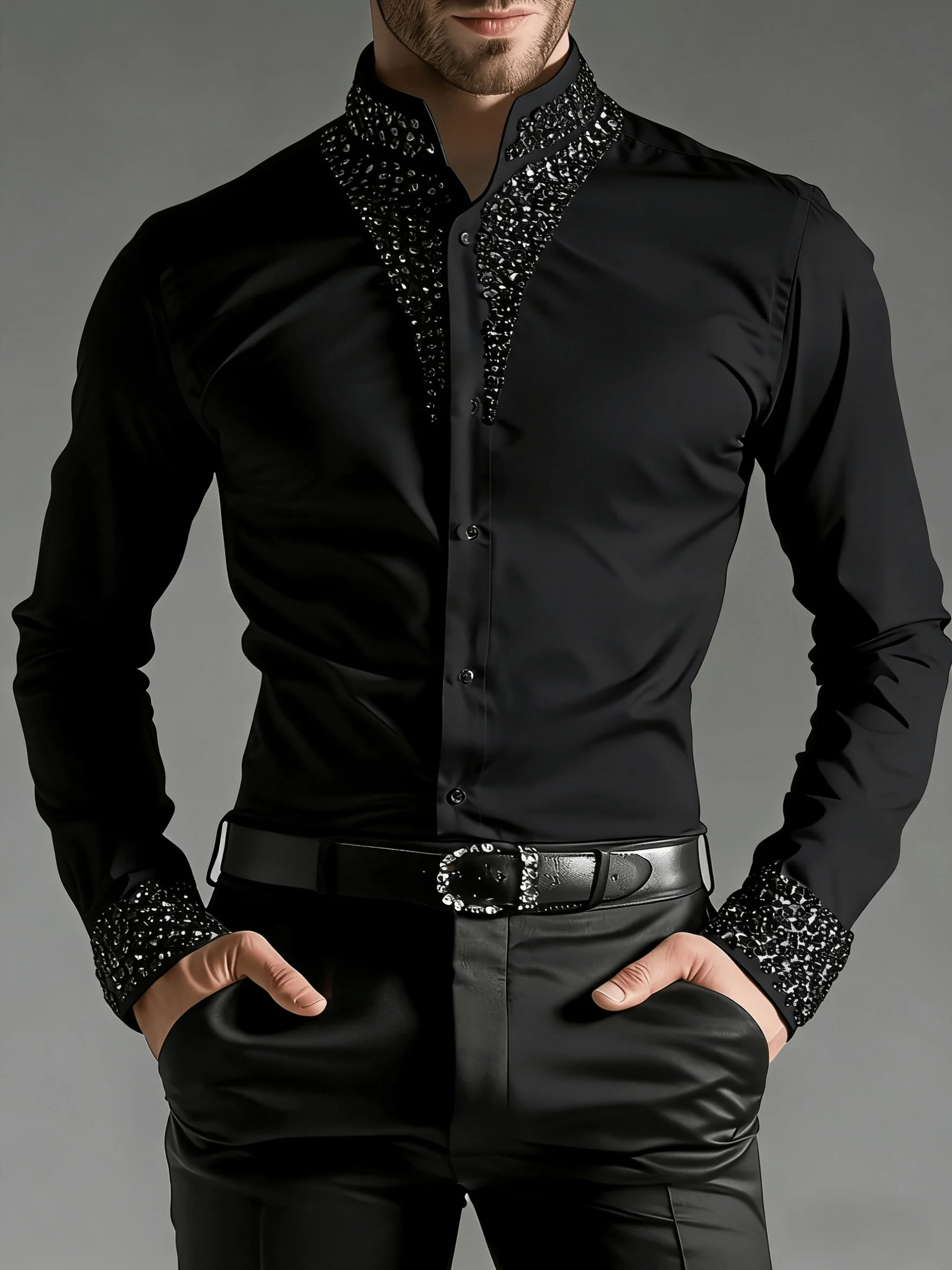 Luksusowa koszula męska z dżet – Mandarin Collar Formal Shirt Slim Fit recenzja i cena