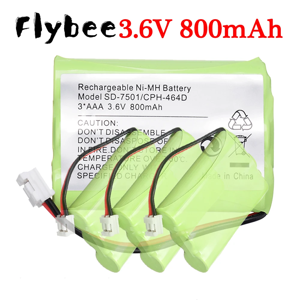 AAA 3.6V Battery for Motorola SD-7501 V-Tech 89-1323-00-00 AT and T Lucent 27910 CPH-464D Cordless Home Phone, NiMH 800mAh 3.6V