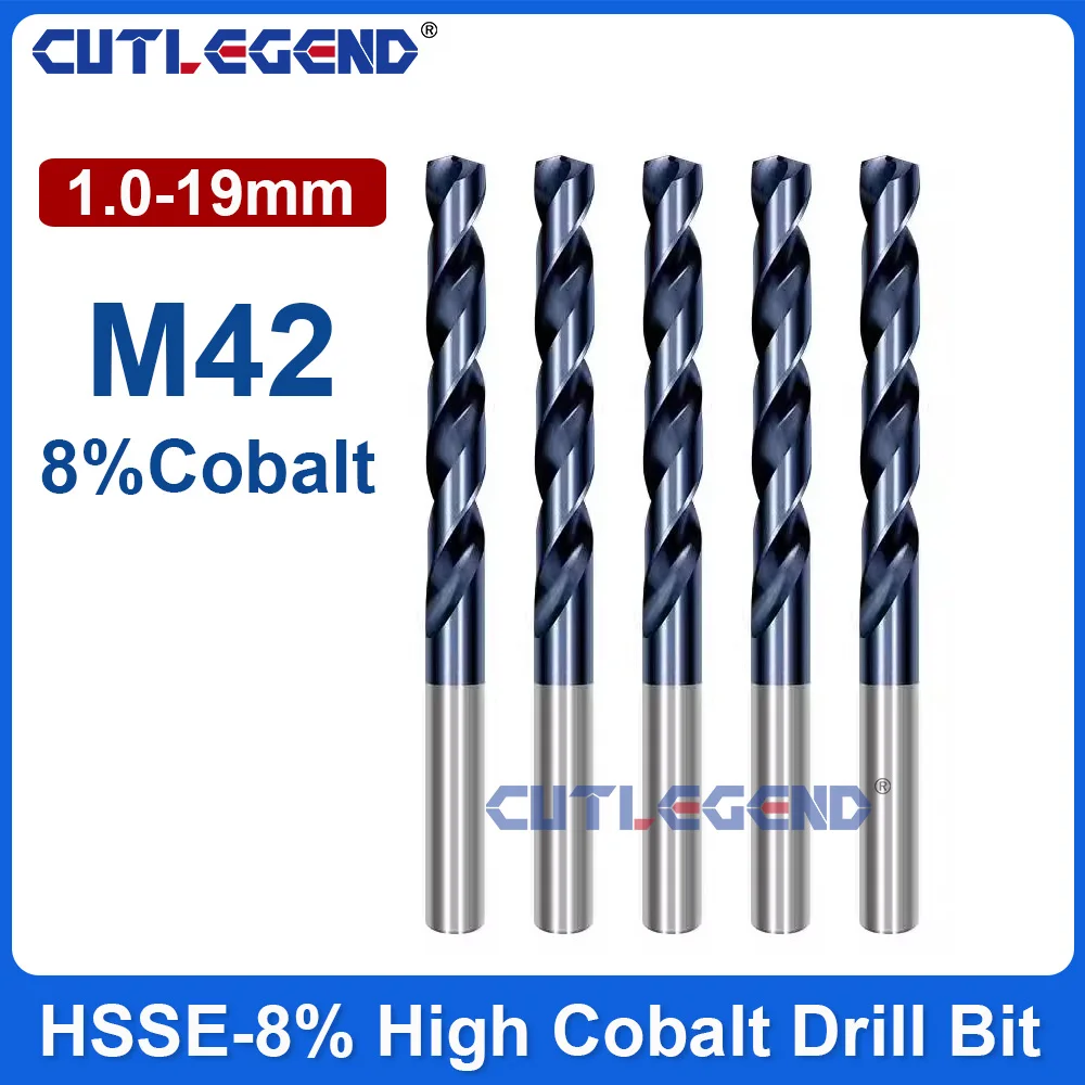 M42 Cobalt Twist Drill Bit HSSE Co8 HSS-Co8 High Performance for Carbon Steel Copper Stainless Steel Hole Tool 1mm-13mm