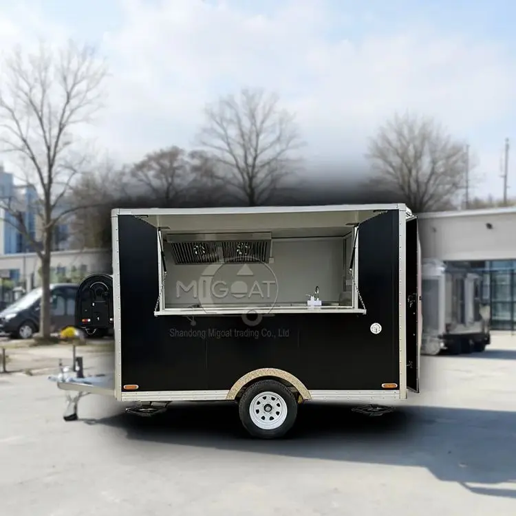 

Square Fiberglass Single Axle Mobile Food Trailer Fully Equipped Commercial Food Truck for Outdoor Catering Business