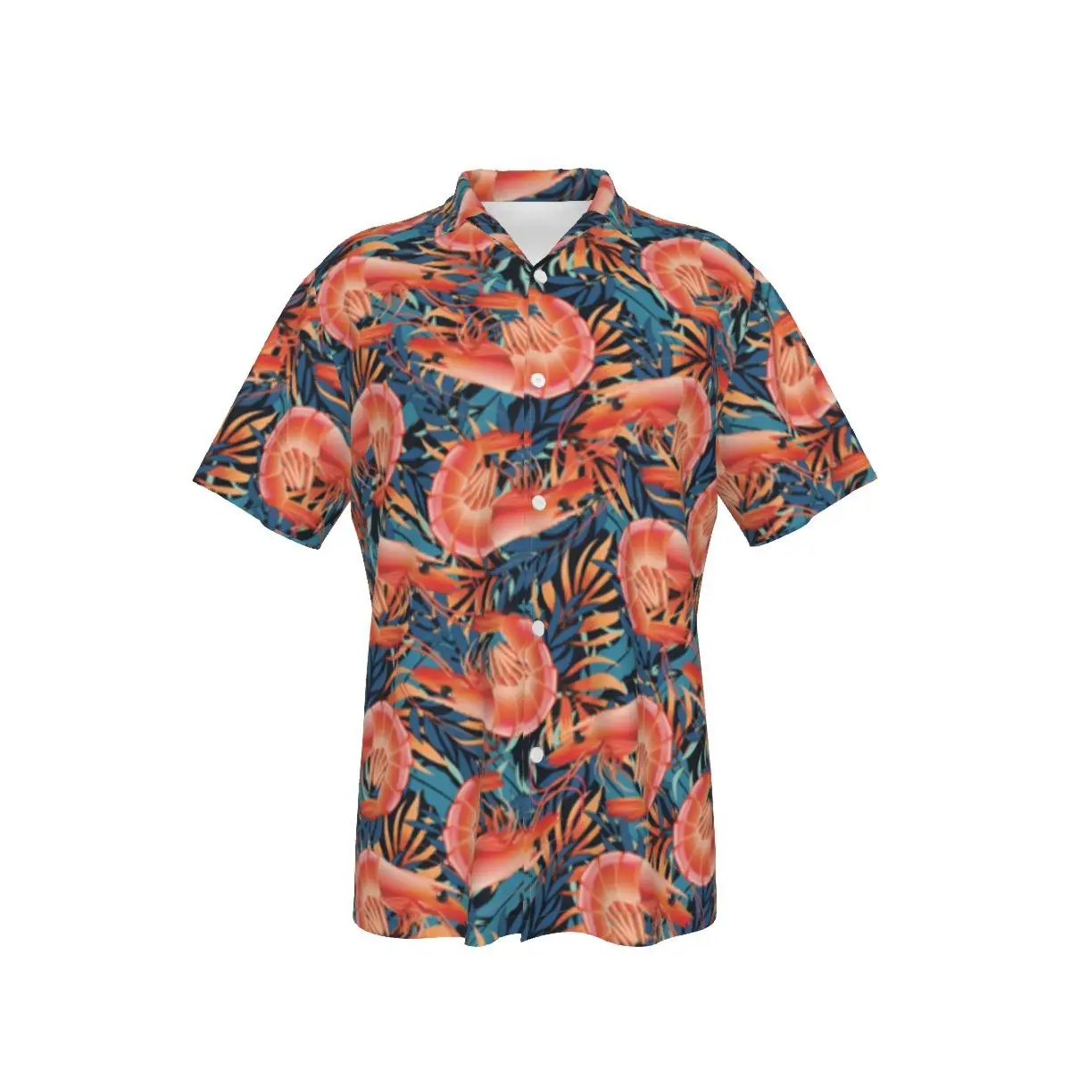 

Casual Shirts for Men Colorful Shrimps Print Beach Short Sleeve Creative Color Summer Casual Button Up Tops 3D Shirts