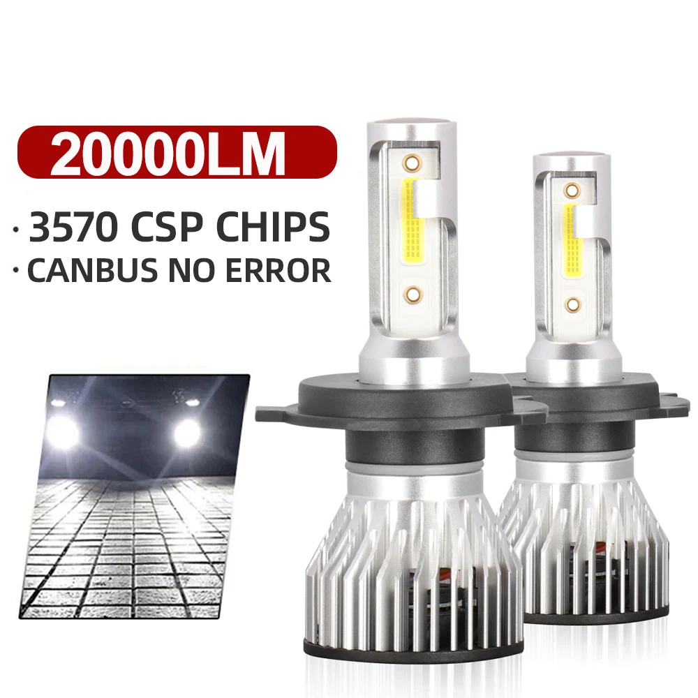 2PCS 20000LM  High intensity 3570 Chips Auto Head Lamps 6000K H4  High Low Beam Car LED Headlight Bulbs DC12V-24V