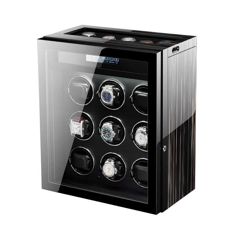 Single Automatic Rotation Leather Wood Luxury Touch Screen Remote Control Automatic Watch Winder