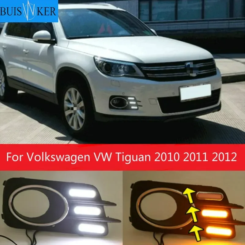 

2pcs LED For Volkswagen VW Tiguan 2010 2011 2012 Daytime Running Lights Fog head Lamp cover car styling Daylight