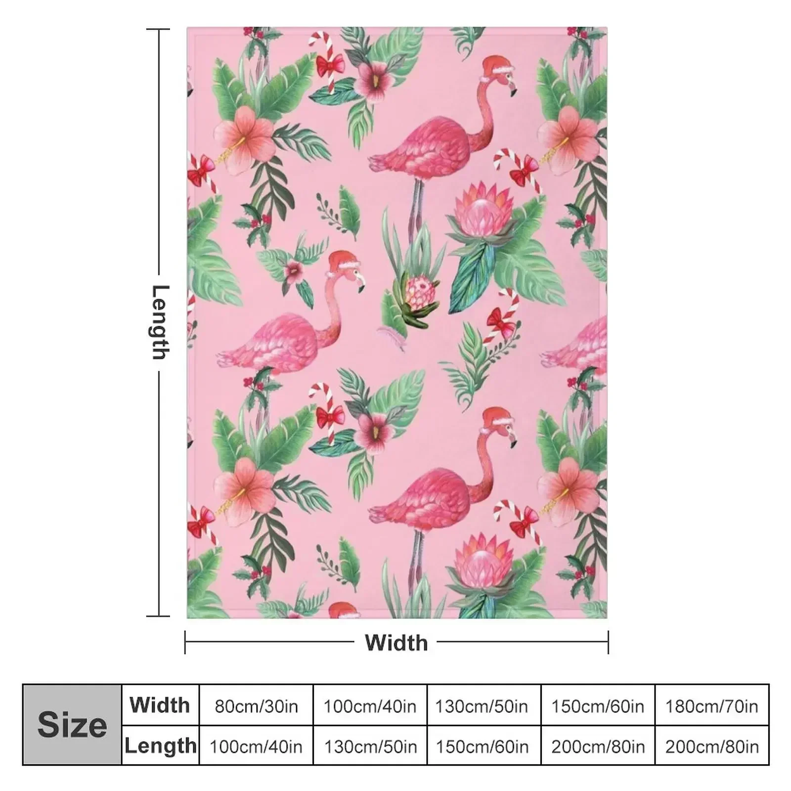 Christmas Flamingo Santa on Pink with candy canes / Tropical Christmas Throw Blanket Sofa Throw Beach Blankets