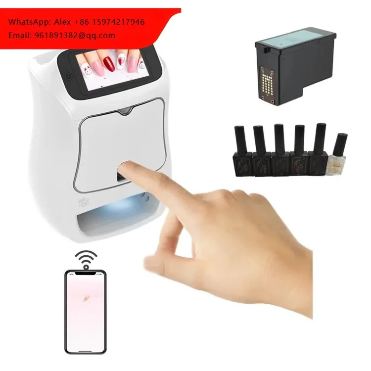 Direct Factory Price 10s Auto WIFI USB DIY 3D Digital Nail Art Printer Mobile Nails Dryer With Power Supply Fingernail Machine