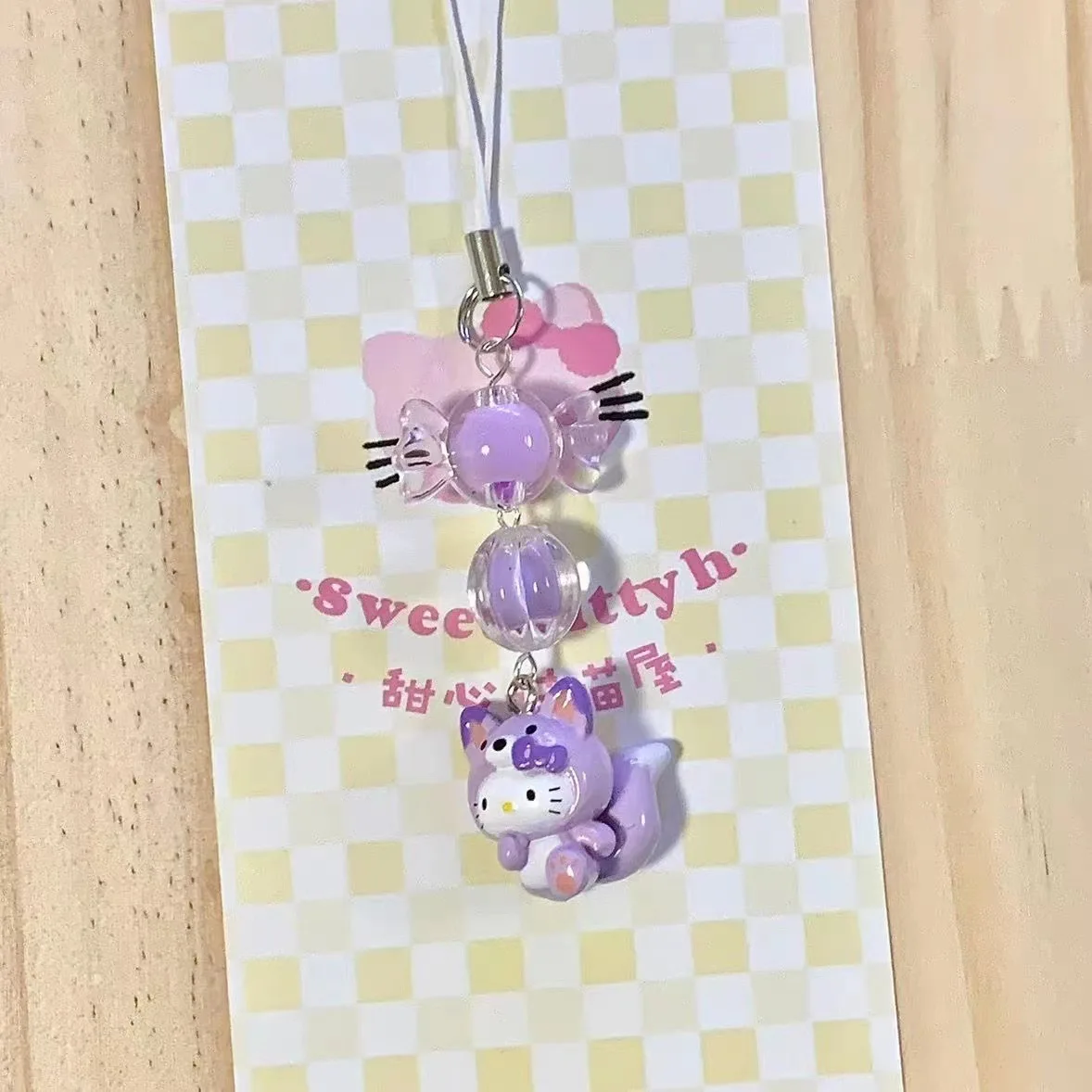 Kawaii Sanrio Hello Kitty Cos Angel Fox Pegasus Phone Camera Chain Girl Cartoon Keychain Pendant Decoration Gifts Bag Parts