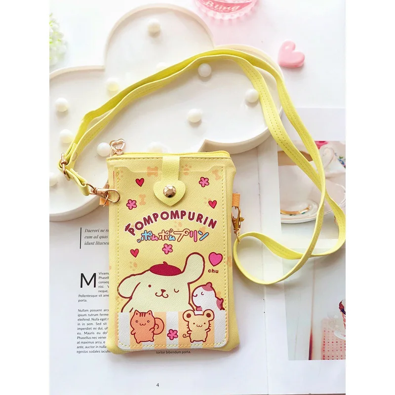 Hello Kitty Coin Pouch Sanrio Bags Melody Kuromi Cinnamoroll Phone Case Pudding Cute Wallet Crossbody Bag Printed Card Holder