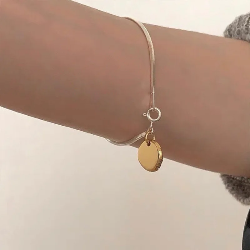 925 Sterling Silver Bracelets for Women Men String Accessories Trend Vintage Simple Gold Pendant Party Jewelry Gift
