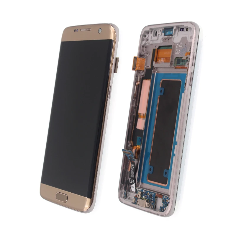 AMOLED For Samsung Galaxy S7 Edge Lcd Display Touch Screen Digitizer Assembly With Frame No Shadows S7e SM-G935F Repair Parts