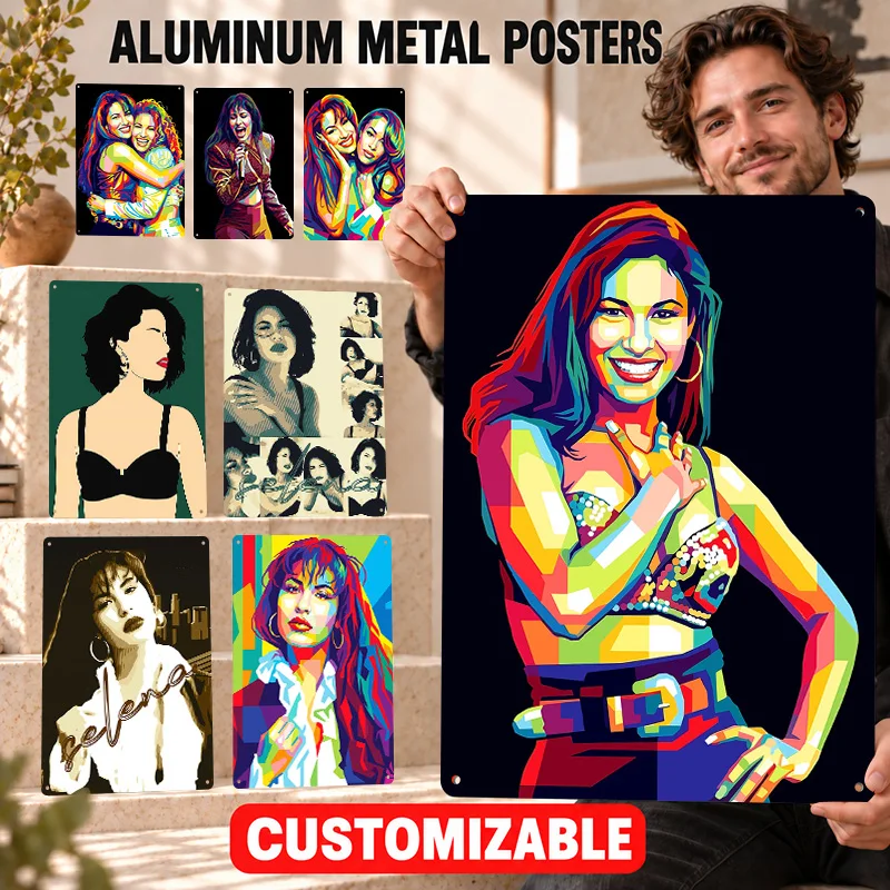 Selena Quintanilla Textured Metal Posters Bold Decorative Graphic Man Cave Wall Art Customized Aluminum Sign Record Lover Gift