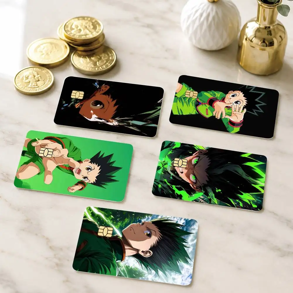 Anime HUNTER HUNTER Gon Freecss Credit Card HD Stickers Small Chip Waterproof Sticker Game Card Decal Gift