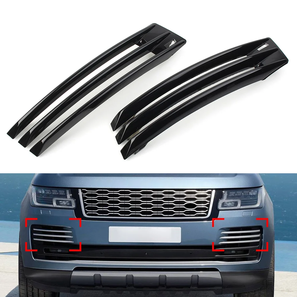 Gloss Black Car Front Fog Bumper Grille Air Vent Cover Trim For Land Rover Ranger Rover L405 2018 2019 2020 2021