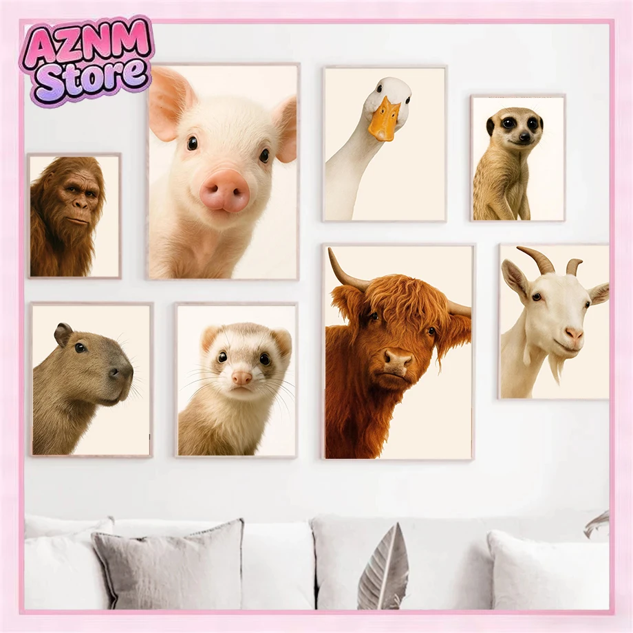 1pc frameless canvas painting Interesting And Humorous Animals Quirky Art Photography Photo Posters Canvas Printing Living Ro