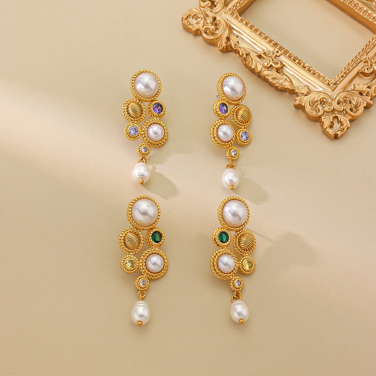 Niche Light Luxury Long Earrings 925 Silver Needle Zircon Pearl Inlay Shows High-end Sense