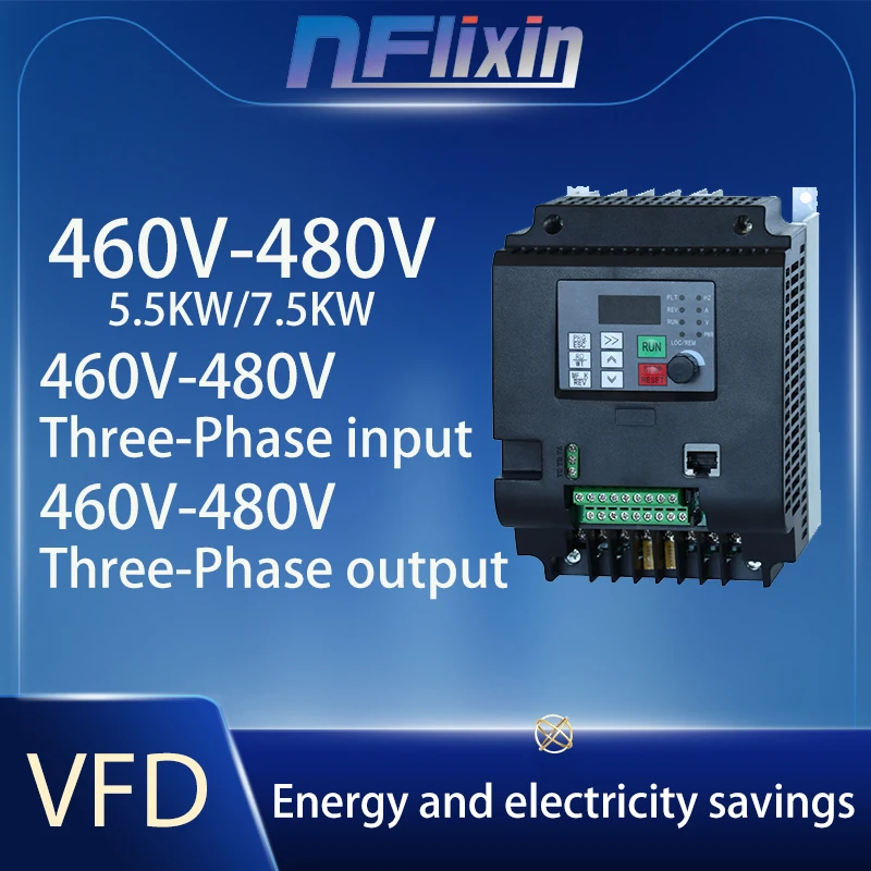 VFD 460V-480V Variable Frequency Drive Converter inverter 5.5/7.5/11/15/18.5/22/30/37/45/55kw Motor Speed Controller