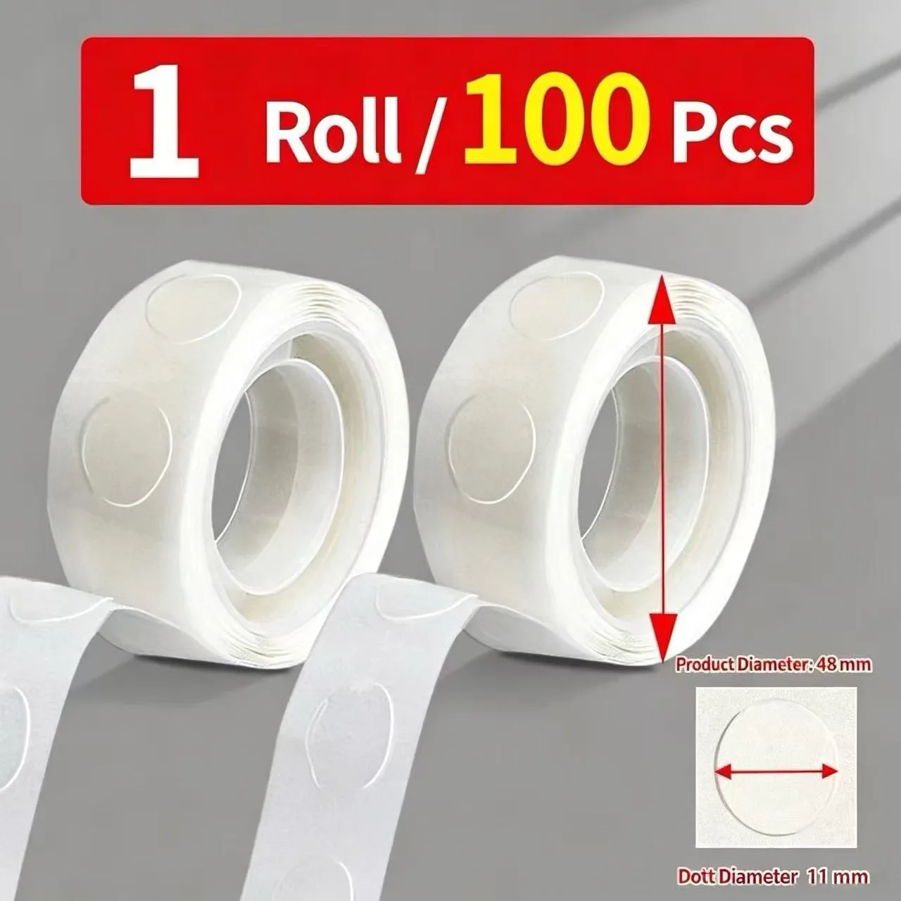 Nano Round Dot Double-Sided Tape Roll Clear Traceless Strong Adhesive Glue Dots Removable for Balloons DIY Crafts Home Decor