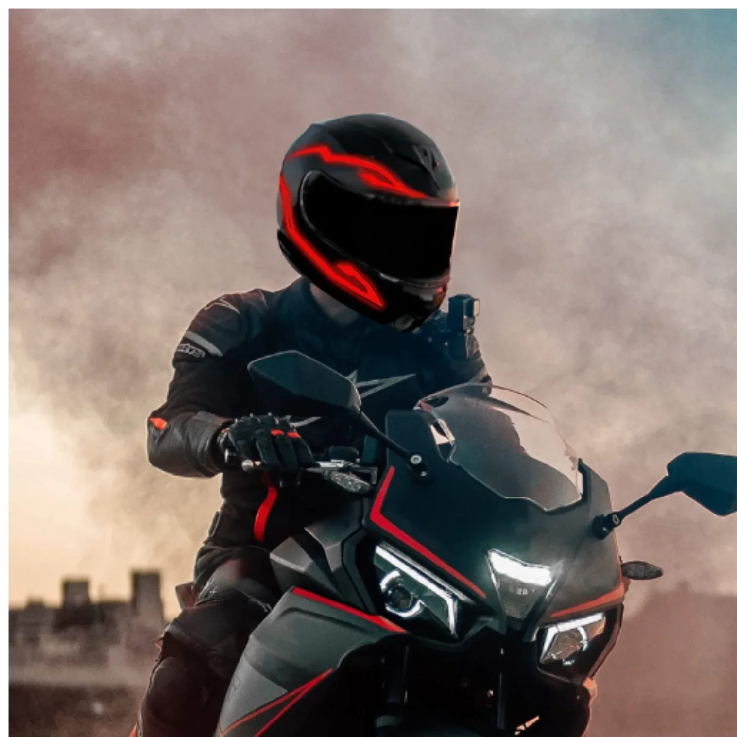 

Motorcycle Helmet Light Night Riding Signal Helmet 4 in 1 EL Light 3 Mode Led Helmet Light Strip Decoration Accessories Kit