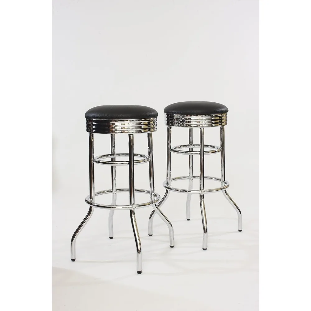 Heavy Duty Inch Swivel Bar Stool for Kitchen Counter, Garage, or Workshop, Faux Leather Seat with Metal Base,