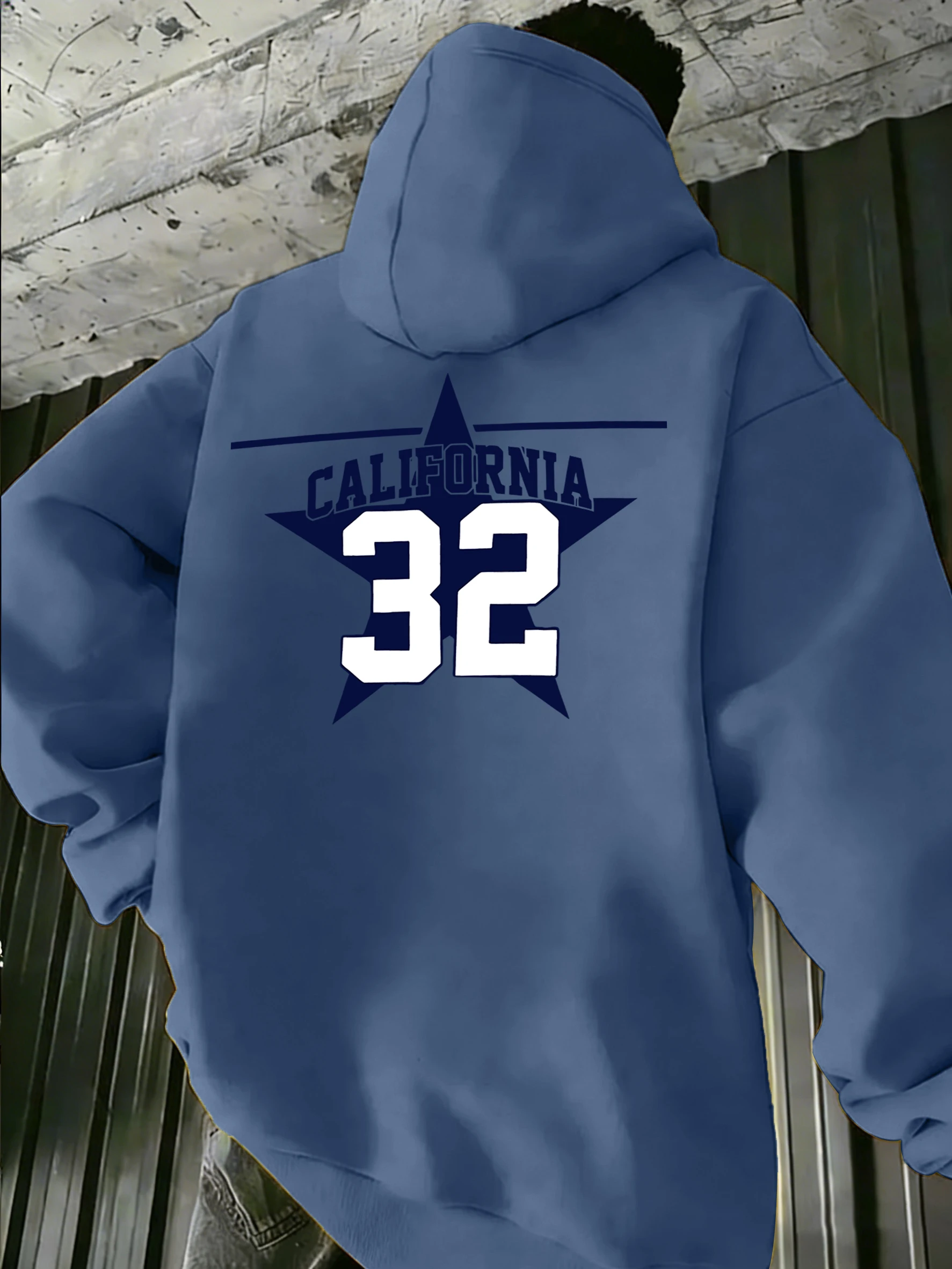

Мужская базовая мягкая толстовка с капюшоном California Number 32 Star Pattern, повседневная, свободного кроя, с длинными рукавами, универсальная, флисовая, с круглым вырезом, базовый топ