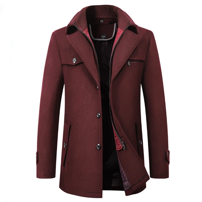 Autumn and winter middle-aged jackets men fashion high-end atmospheric wool wool overcoat in the long thickened woollen coat men