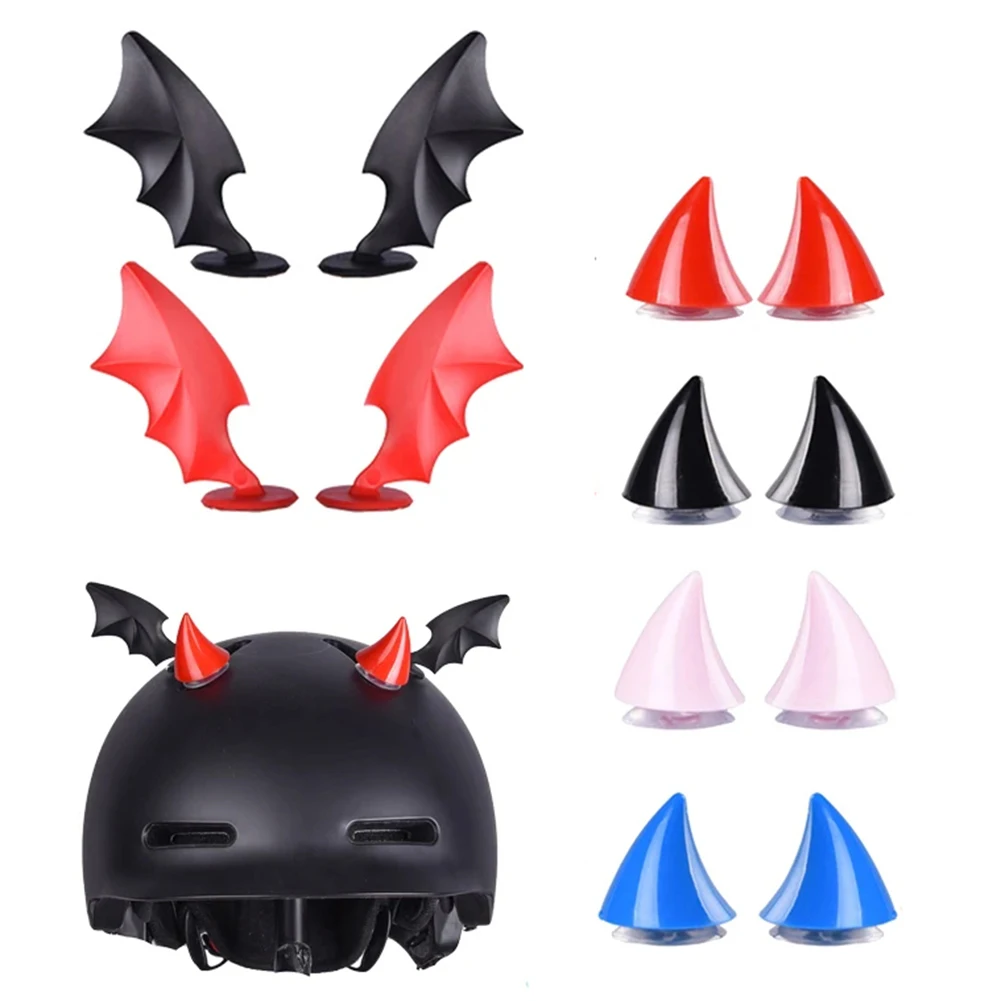 2pcs/Set Motorcycle Helmet Decoration Motorcycle Short Devil Horns Helmet Decoration Stickers ABS Multicolor Helmet Accessories