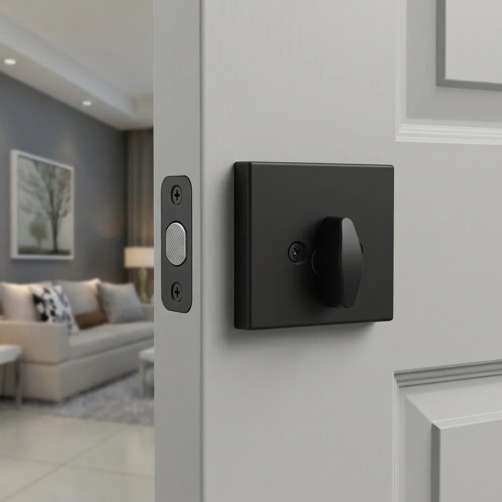 1pcs Modern Matte Silver Square Deadbolt= Cylinder Lock Keyed Alike For Interior Wooden Passage Door Security Upgrade Fitting
