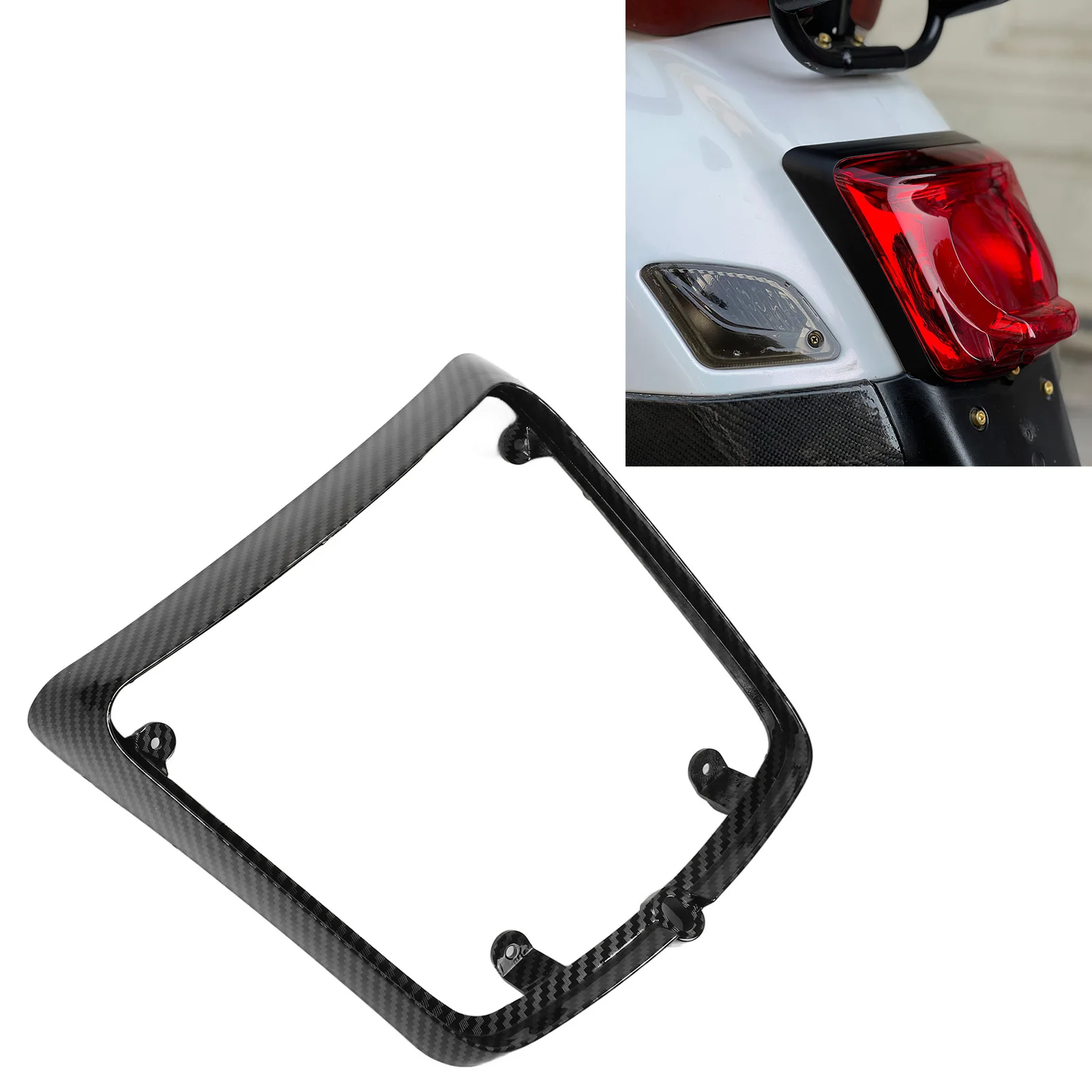 

Motorcycle Taillight Protective Cover Rear Lamp Trim Replacement for VESPA GTS 250 300 GTV 300 2019‑2021 Carbon Fiber Style