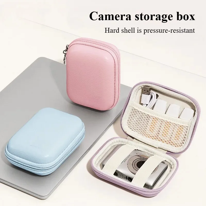 PU Leather Hard Shell Digital CCD Camera Case Small Travel Cameras Storage Holder Bag for SD Card Camera Accessories