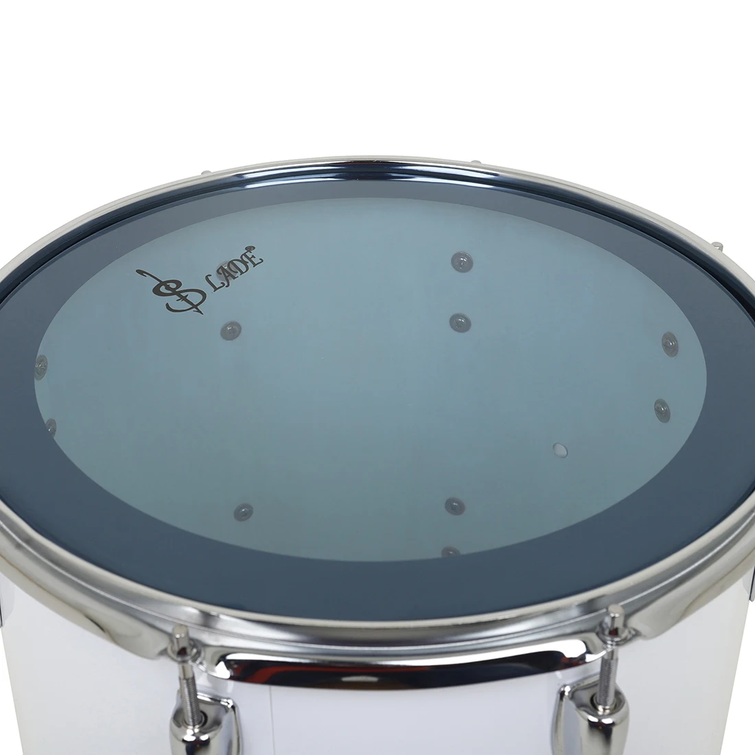SLADE 14 بوصة عالية النبرة طبلة عسكرية زحف طبل جلد أزرق أبيض طبل قرع آلة موسيقية مع حزام الكتف