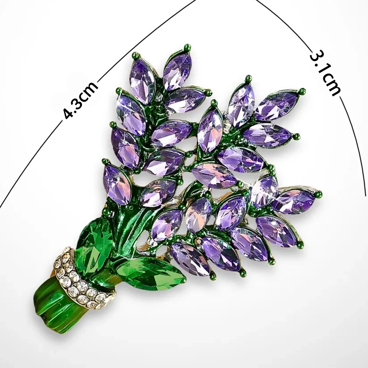 Exquisite Shiny Rhinestone Lavender 2pcs Set Brooches Pearl Pin for Women Unisex Plant Pins Friends New Year Accessories Gifts