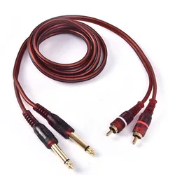 Cable de clavija de 1,5 M a RCA doble, Cable auxiliar de 6,35mm a 6,5 macho, para mezclador, amplificador, altavoz, divisor, 1 piezas