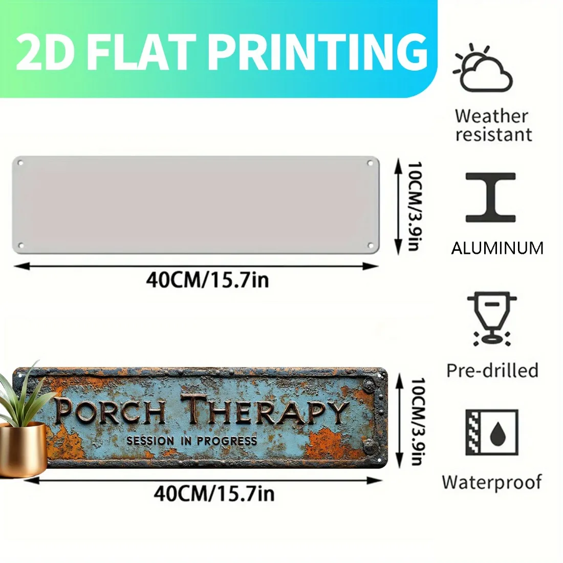 Vintage Aluminum Frameless Sign, Wall Art Plaque with Pre-Drilled Holes for Home Decor, Gothic Style Wall Decorations