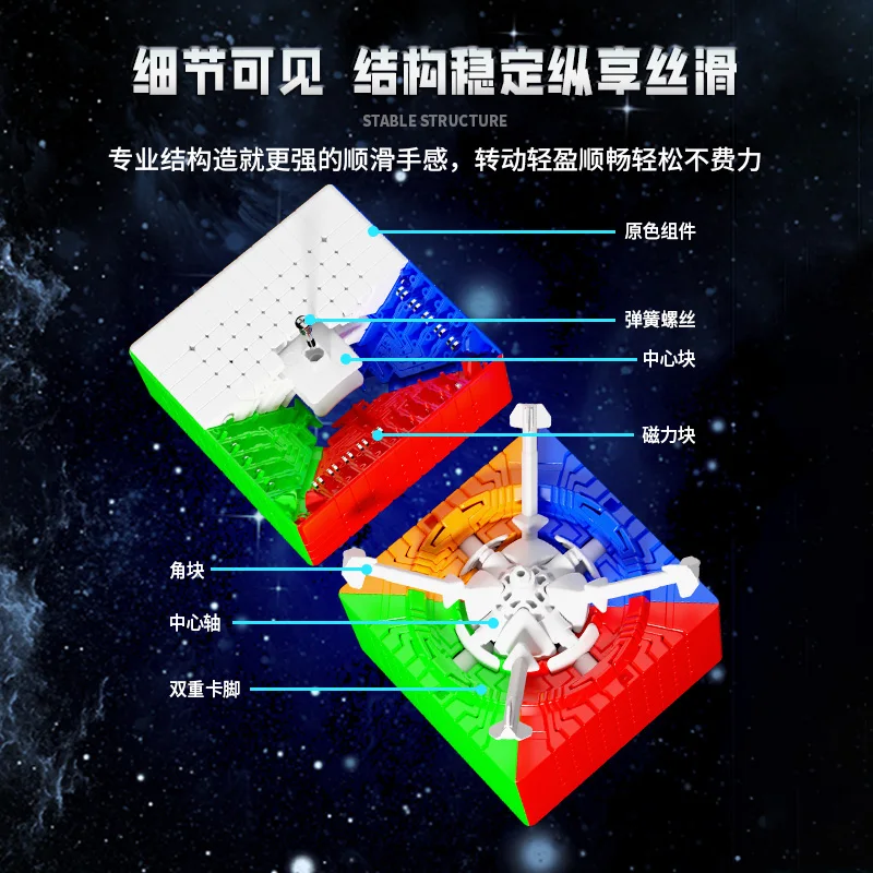 Shengshou Mosheng 11x11 Magnetic Magic Cube  Professional Stickerless Sengso 11x11  Cube Puzzle Toys Children Gift Cubo Magico