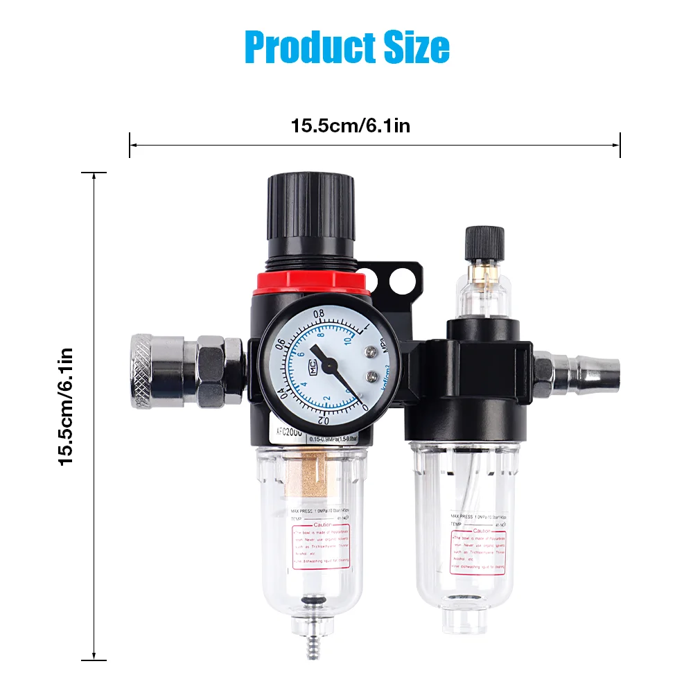 AFC2000 G1/4 Air Compressor Oil/Water Separator Air Filter for Pressure Reducing Valve Regulator with Extra Filter Cartridge