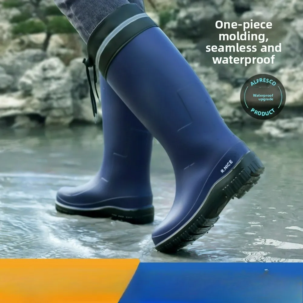 Tall High Tube Waterproof Rain Boots Slip Resistant Wear Resistant Rubber Work Boots Outdoor Fishing Durable Protective Gumboots