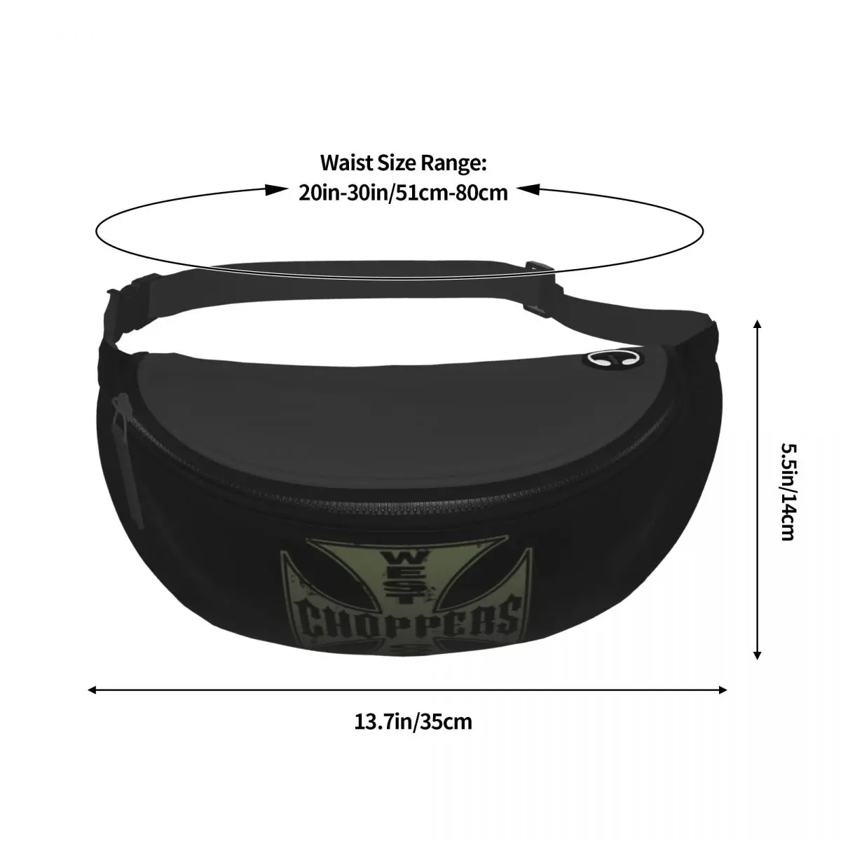 West Coast Chopper Iron Cross Fanny Bag Customized Crossbody Waist Pack Men Women Cycling Camping Phone Money Pouch