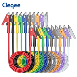 Cleqee P1024 10PCS Crocodile Clip Test Lead Double Ended Crocodile Wire With Insulation Clip Test Flexible Copper Cable 1 Meter
