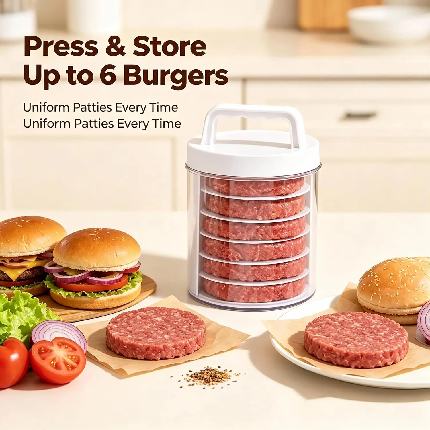 Stackable Burger Press Set – A Must-Have for BBQ and Home Kitchens to Create Perfectly Round Patties